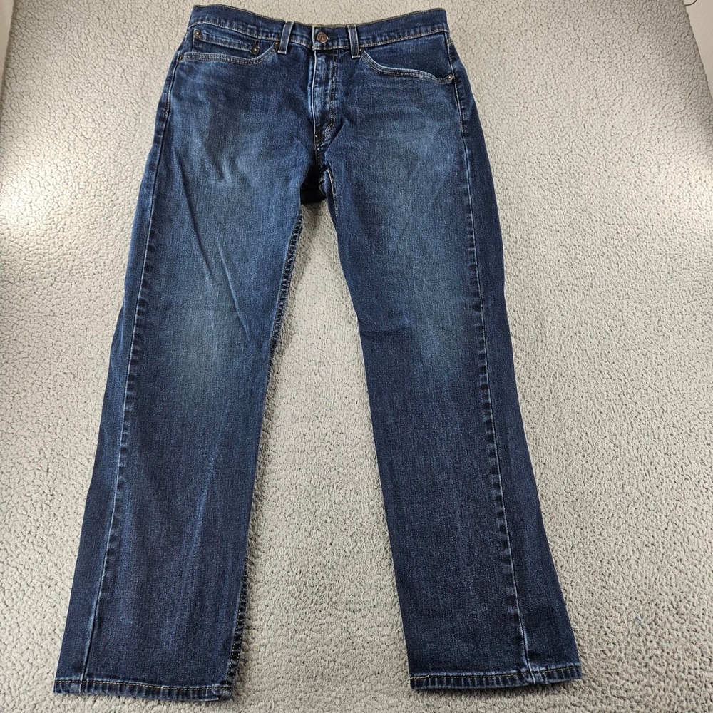 Levis 505Jeans Mens 34x30 Blue Stretch Denim Western Regular Fit Straight Leg